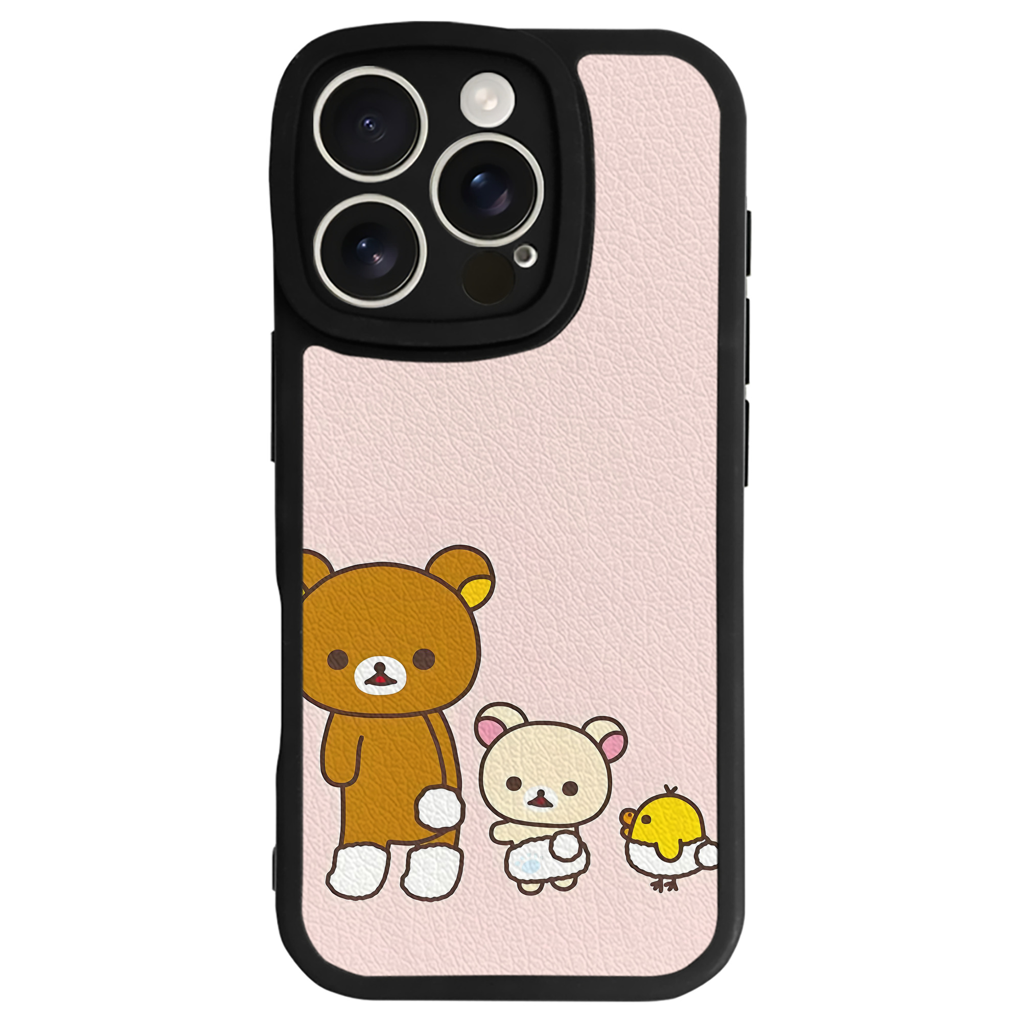 （画像用） リラックマ リラックマ キイロイトリ Rilakkuma Korilakkuma Kiiroitori 【iPhone 16シリーズ対応】シリコンスマホケース（レザー調） 材質：シリコン